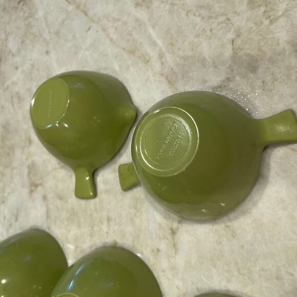 Melmac melamine coffee or tea set with cream and sugar  avocado green. Retro - Picture 12 of 12